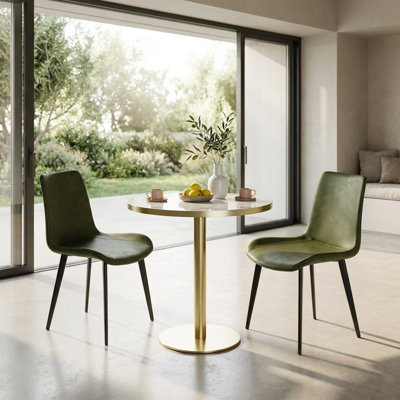 Ensemble de 2 chaises de salle à manger rembourrées Modern avec coussin en similicuir et pieds robustes en métal