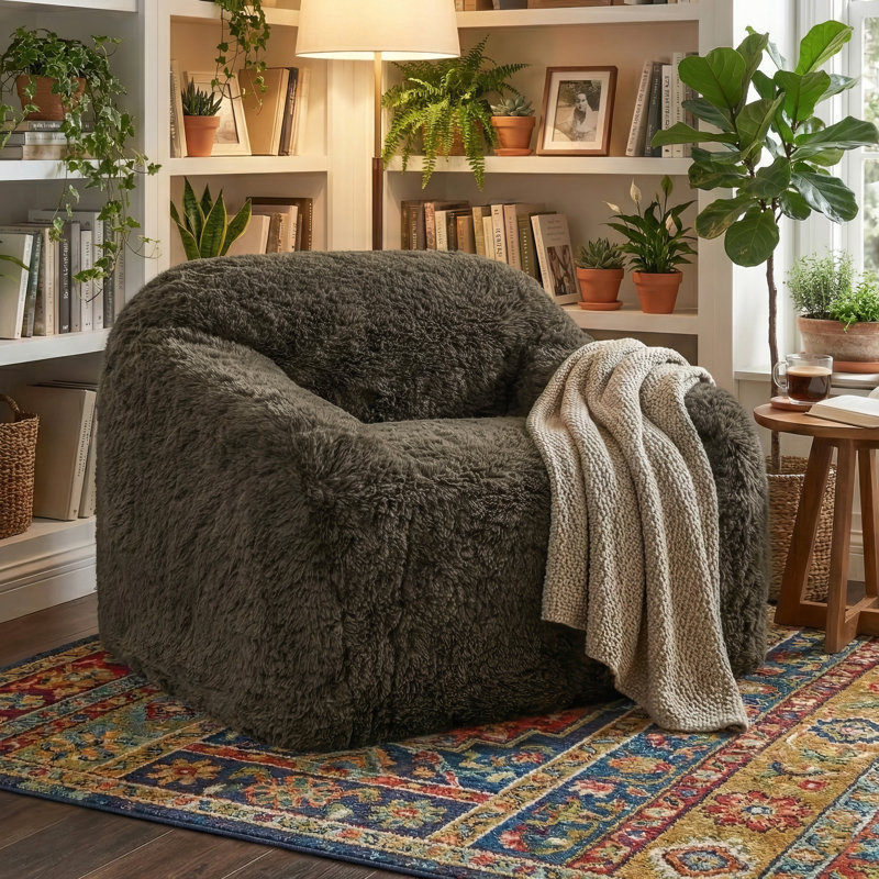 Fauteuil d'appoint rembourré à dossier bas 41,7 po Minnie, Marron foncé