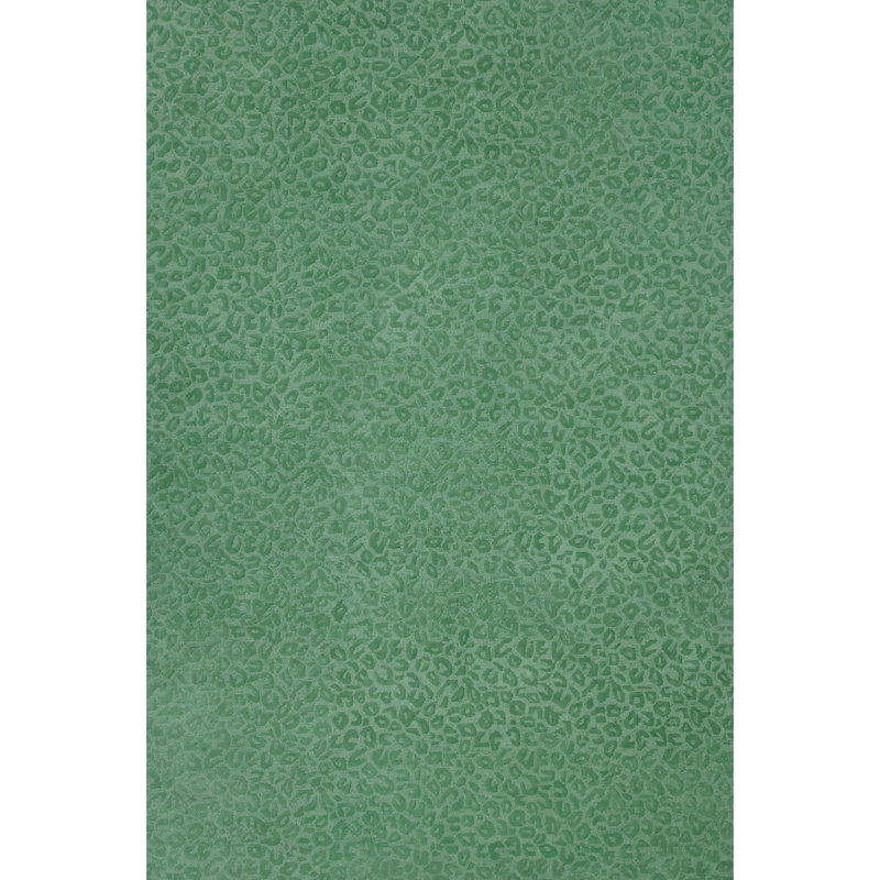 Leopardess Jade Green Hand-Tufted Responsible Wool Rug, Rectangle 6' x 9'