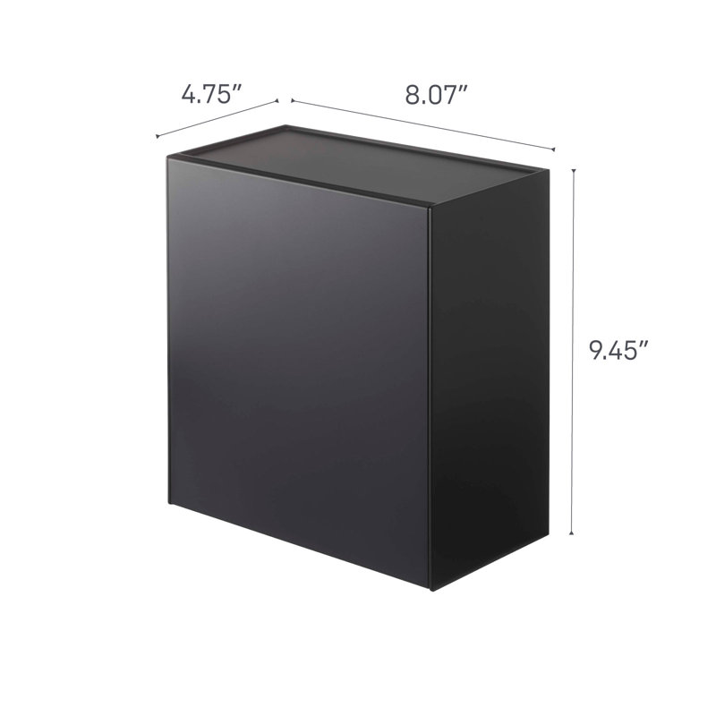 Black Wall-Mounted Plastic Storage and Trash Bin