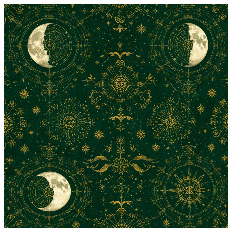 Celestial Moon Phases Quilted Bedspread All Sizes, Full / Double