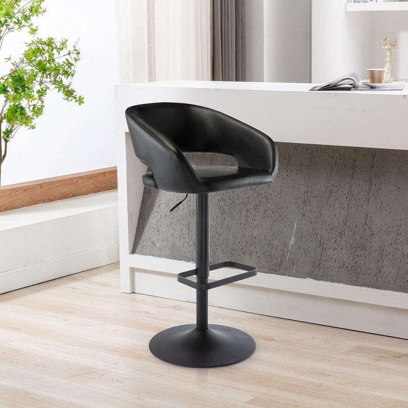 Tabourets de bar pivotants à hauteur réglable avec dossier et accoudoirs creux, tabourets de comptoir modernes en cuir synthétique et à base de métal, pour la salle à manger de cuisine