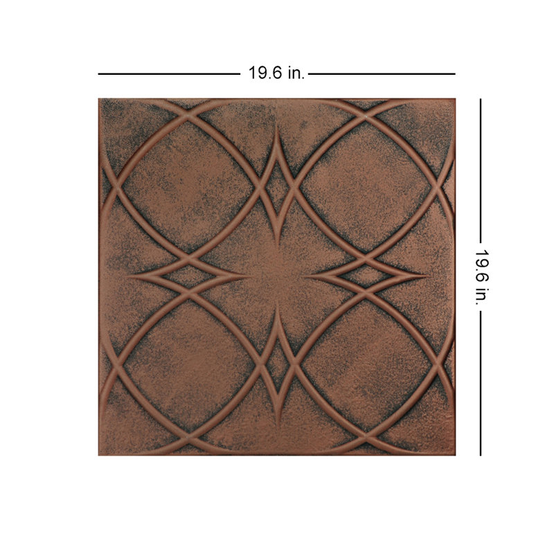 Carreau de plafond en polystyrène encollé 1,6 pi x 1,6 pi Circles and Stars, Orange cuivre antique