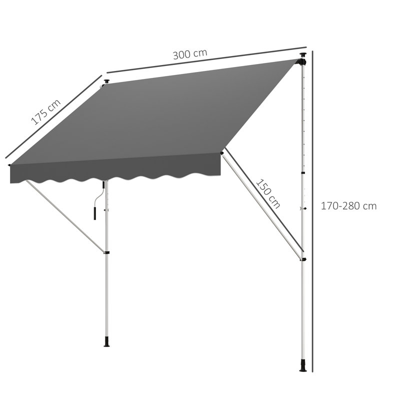 Retractable Awning, Grey