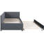 Lit de jour rembourré en lin avec couchette, lit gigogne confortable en tissu, structure, aucun sommier requis-418059186