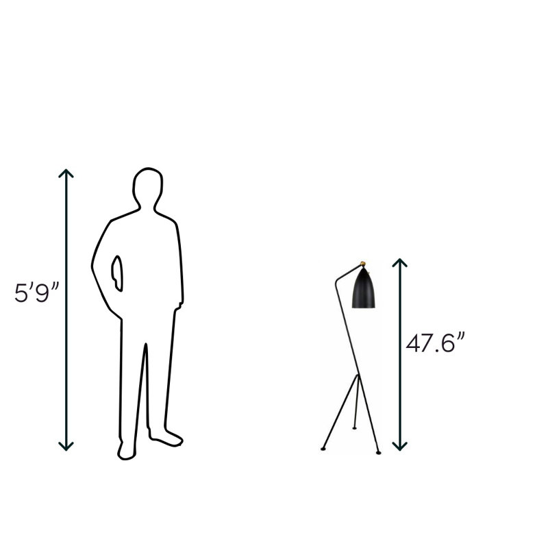 47.63'' Tripod Floor Lamp, Black