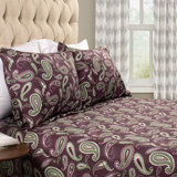 Vintage Floral Paisley Flannel Cotton Bed Sheet Set
