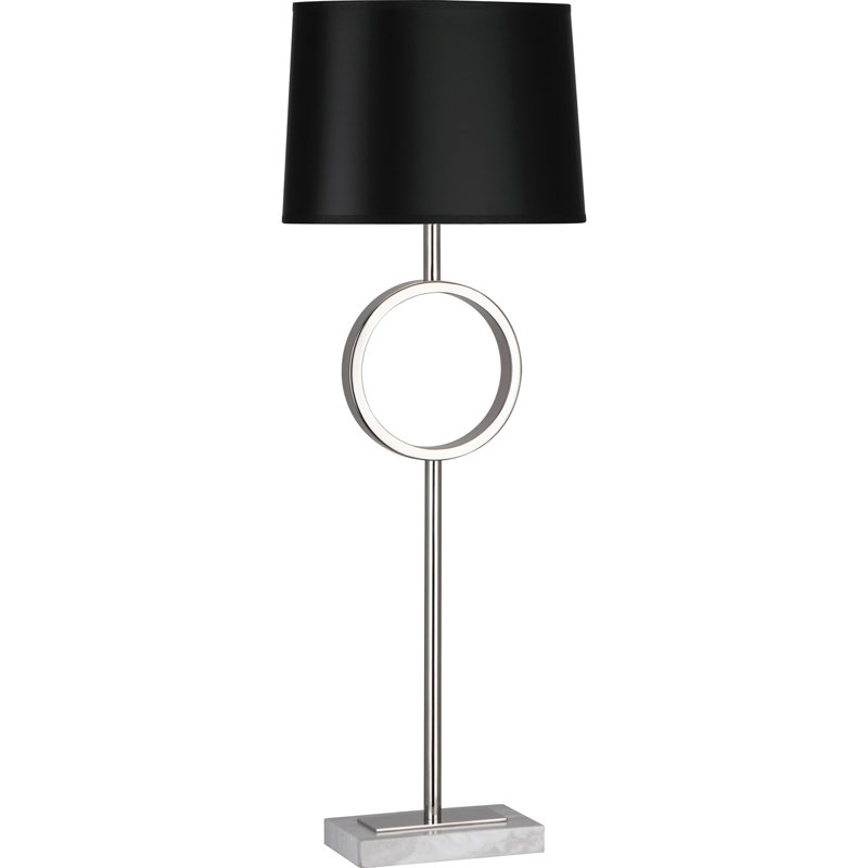 Logan Table Lamp, Black Painted Opaque Parchment, Polished Nickel