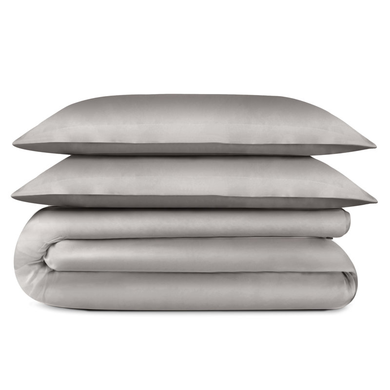 Delara 100% Eucalyptus Lyocell TENCEL™ Cooling Duvet Cover Set with 8 Corner Ties – Soft, Silky & Moisture-Wicking, Dove