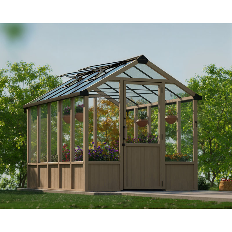Natura Cedar Wood/Clear DIY Greenhouse Kit, 102.8" H x 101.3" W x 143.3" D
