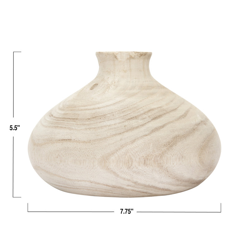 Vase de table en bois massif, Beige