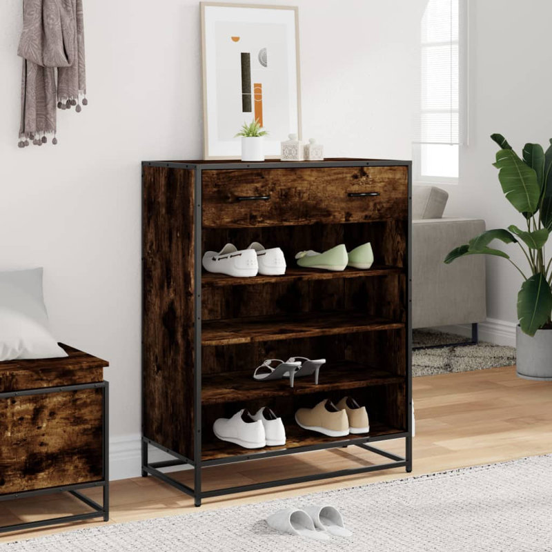 Shoe Storage Cabinet, Smoked Oak