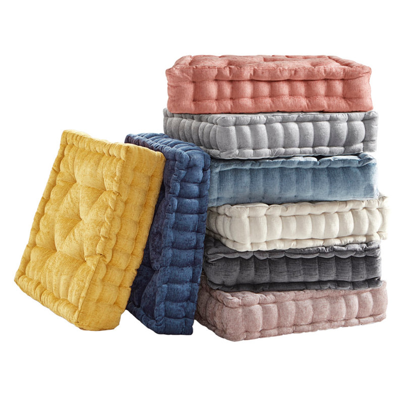 1 pièce Coussin de sol carré en chenille de polyester