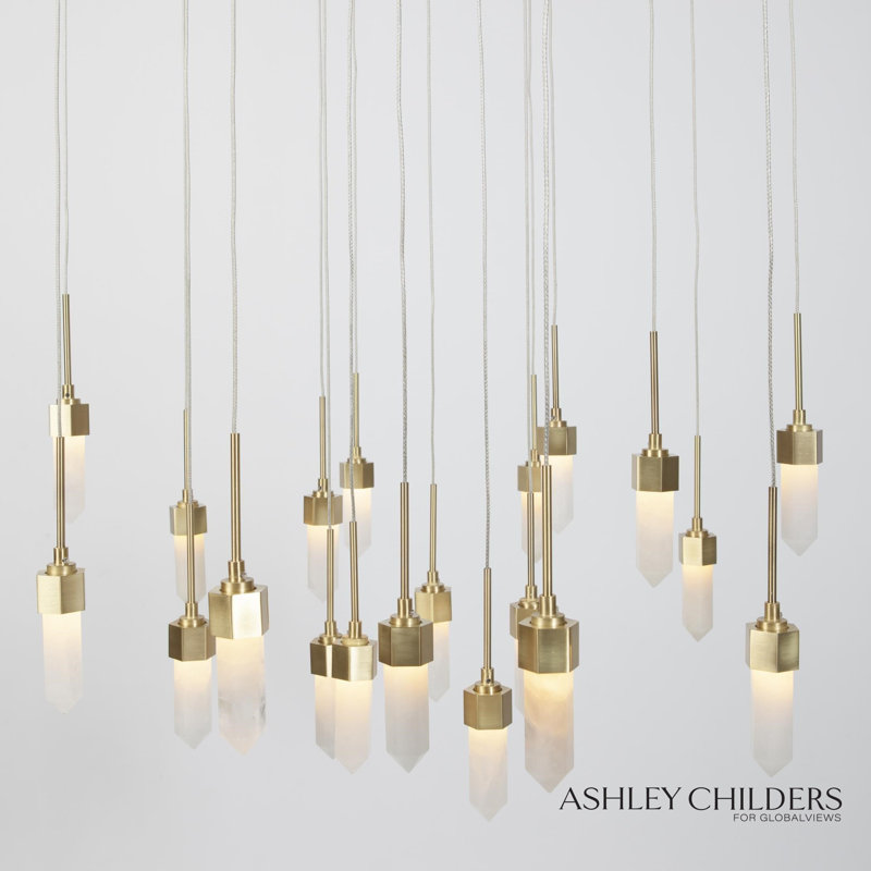 Leo Chandelier-20 Drop Round-Satin Brass-Drop, 61.5" H x 25.75" W x 25.75" D