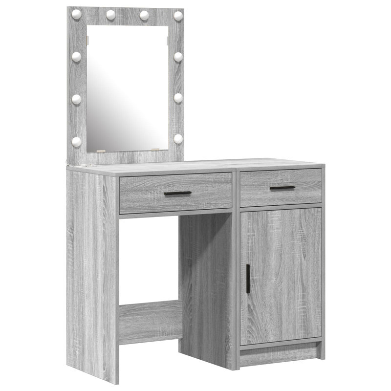 Dressing Table with Mirror, Grey Sonoma