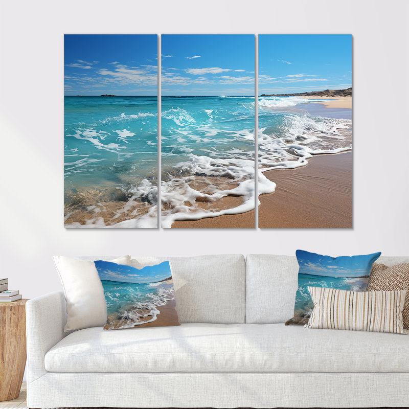 «Oceanic Beach Harmony I» - ensemble de reproductions d'art mural côtier, Toile tendue, H 40 po x l 60 po x P 1 po