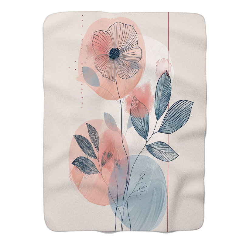 Motif de fleurs Wabi Sabi - 1 pièce Sherpa Premium, Grand lit