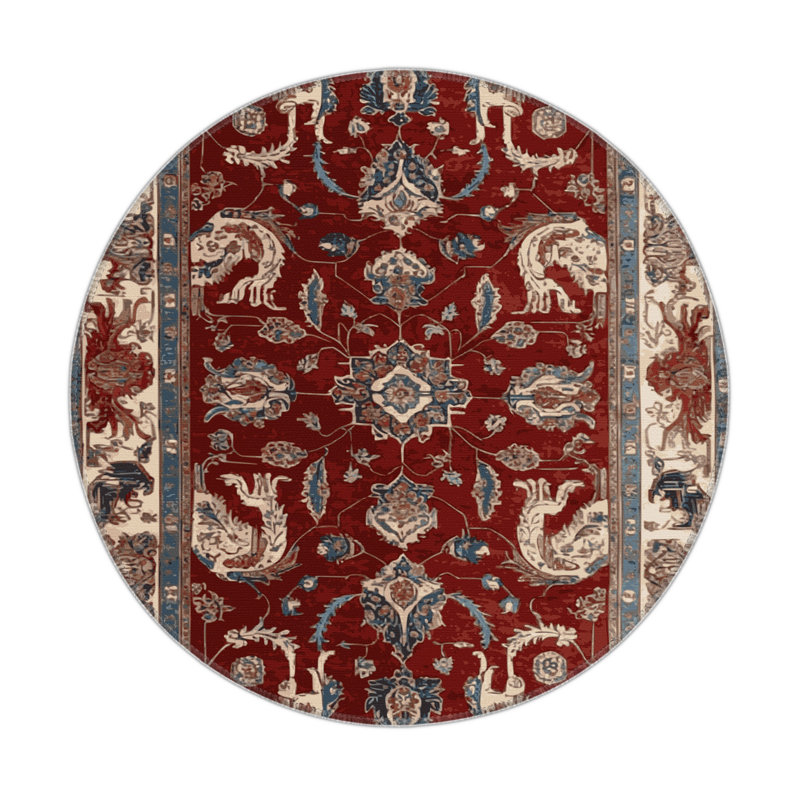 Tapis d'intérieur et d'extérieur brun Persian, Rond 5 pi