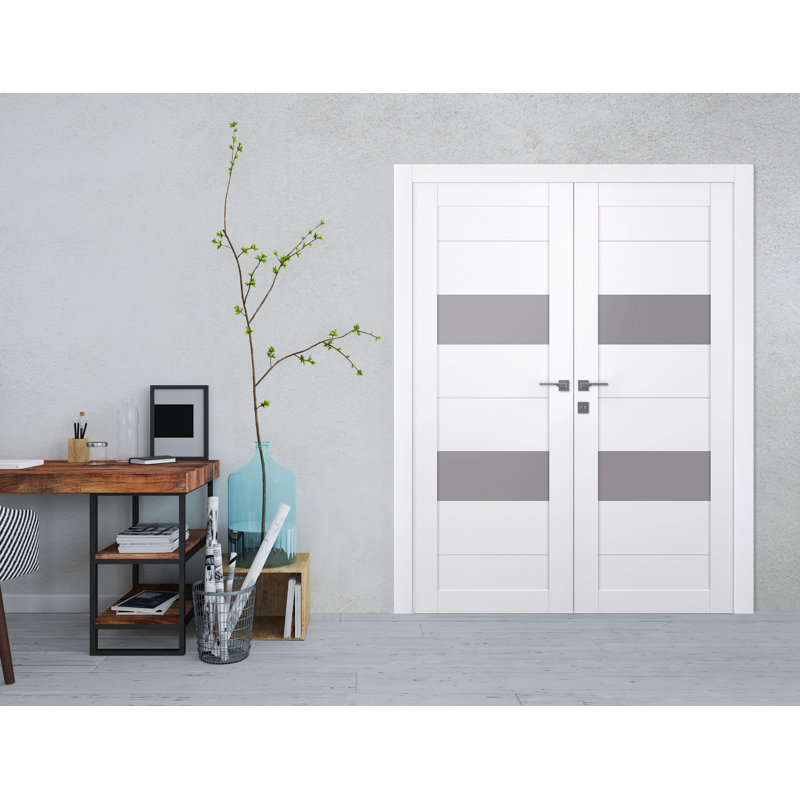 Porte standard à panneaux en bois blanc neige Berta, 35,5 po x 83,23 po, Réversible