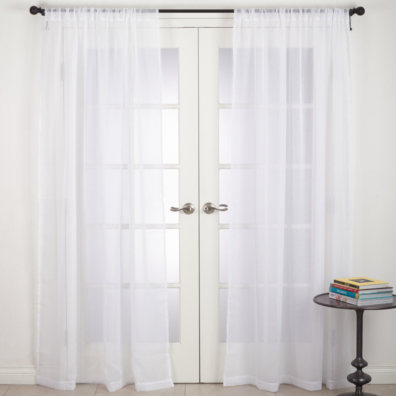 Apollos Sheer Curtain Single Panel, White, 54" W x 108" L