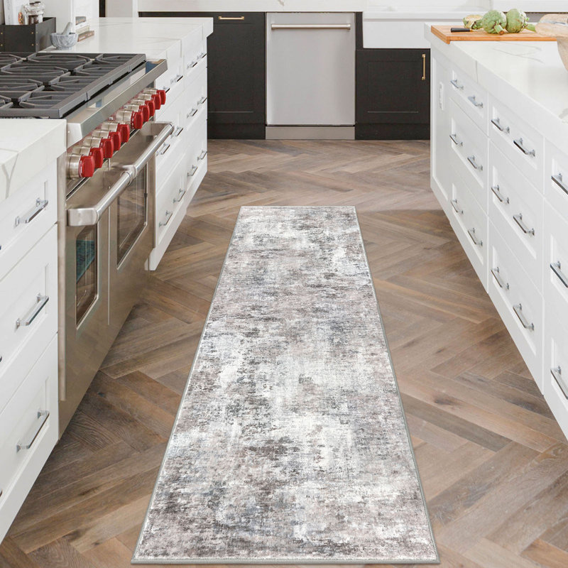 Machine Washable Area Rug Abstract Rugs with Non-Slip Backing for Bedroom Living Room, Runner 2' x 6'