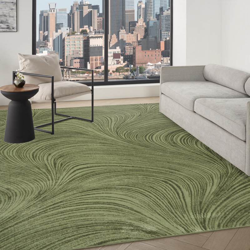 DKNY Central Park West 6' x 9' Green Modern Indoor Rug, Rectangle 6' x 9', Green