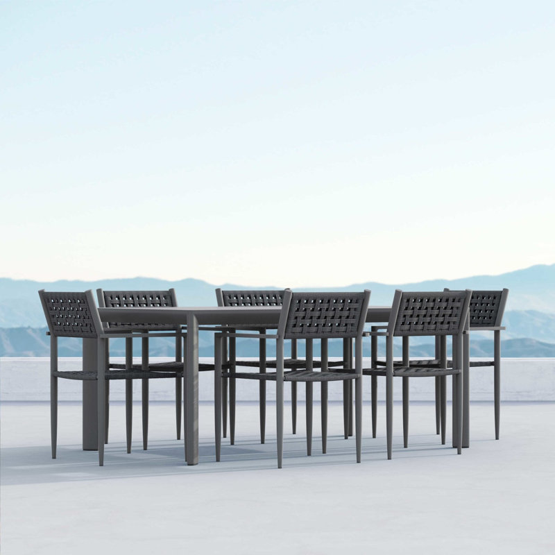Porto Aluminum Dining Table, Matte Charcoal