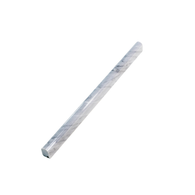 12 x 0.6 Bianco Carrara Marble Polished Pencil Liner Tile Trim, gris
