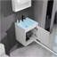 Meuble-lavabo 16 po avec lavabo en céramique et porte d'armoire à fermeture en douceur, fixation murale flottante, bonde escamotable, siphon inclus, blanc (sans robinet)-1248729727-1248729724
