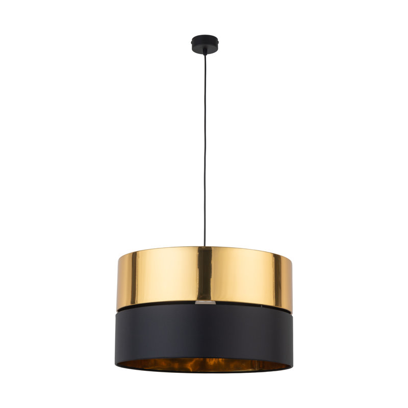 Hilton 1 - Light Stainless Steel Drum Pendant, Black/Gold