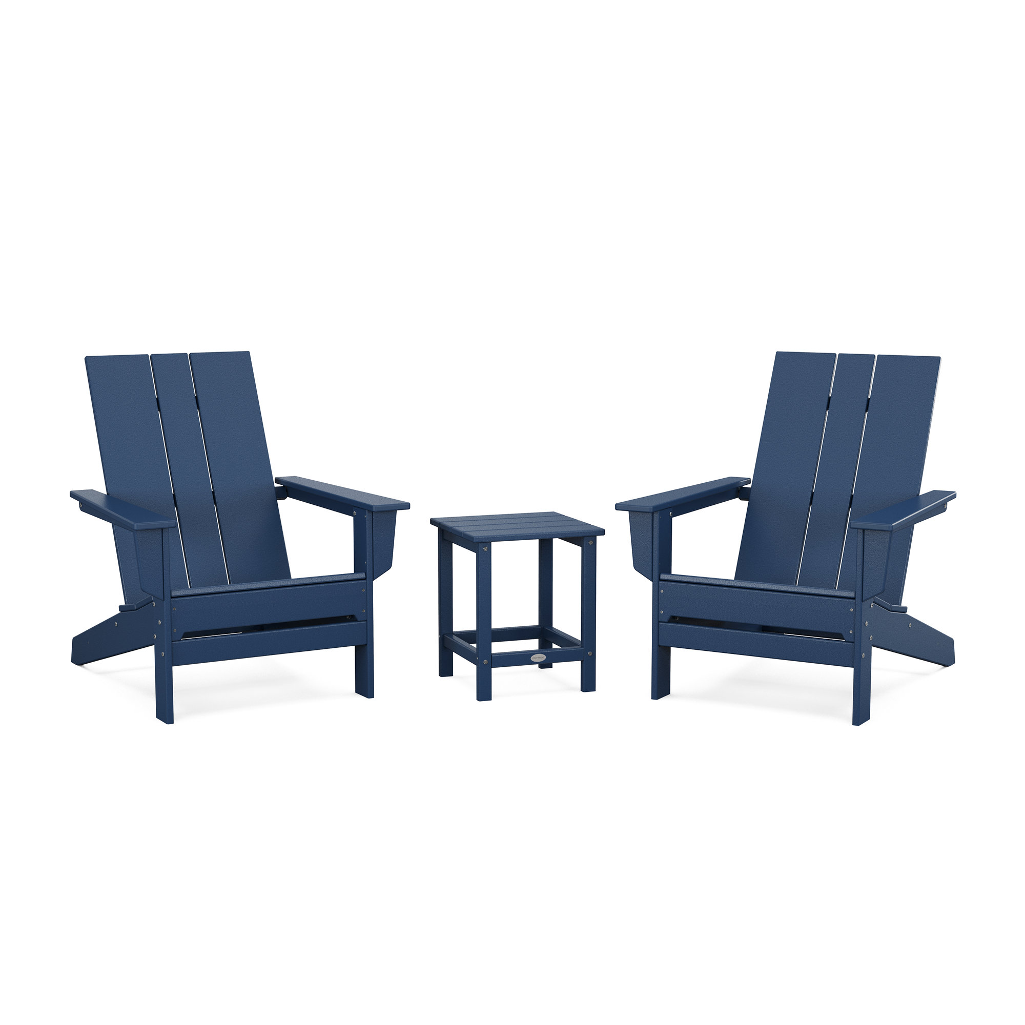 POLYWOOD x AllModern Adirondack Chairs with Table, Navy