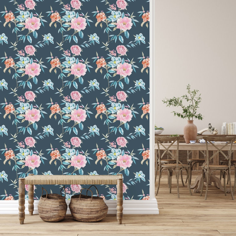 Carreau de papier peint roses 25 po, L 2,09 pi x L 10,42 pi