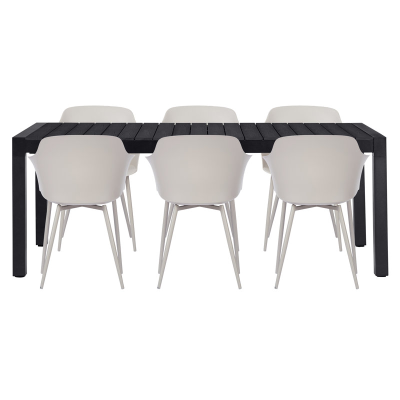 Koonce 6 - Person Patio Dining Set with Extendable Rectangular Table, Grey/Grey