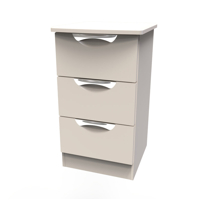 Fully Assembled Ratley 3 Drawer Bedside Table, Kashmir Gloss