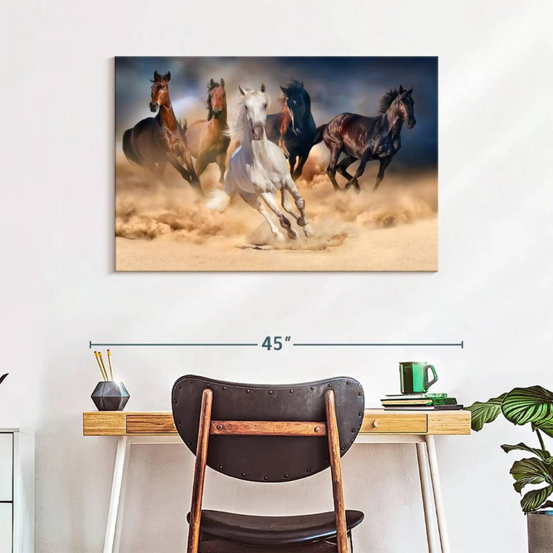 Brampt Sprinting Arab Horses, 26" H x 39" W