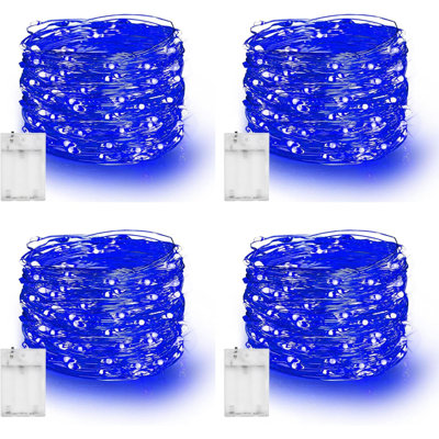 Fairy Lights Battery Operated, 4 Pack Total 80FT 240LED Silver Wire Waterproof Battery Operated String Lights, Christmas Decorations For Indoor Outdoor Bedroom Yard Decor
