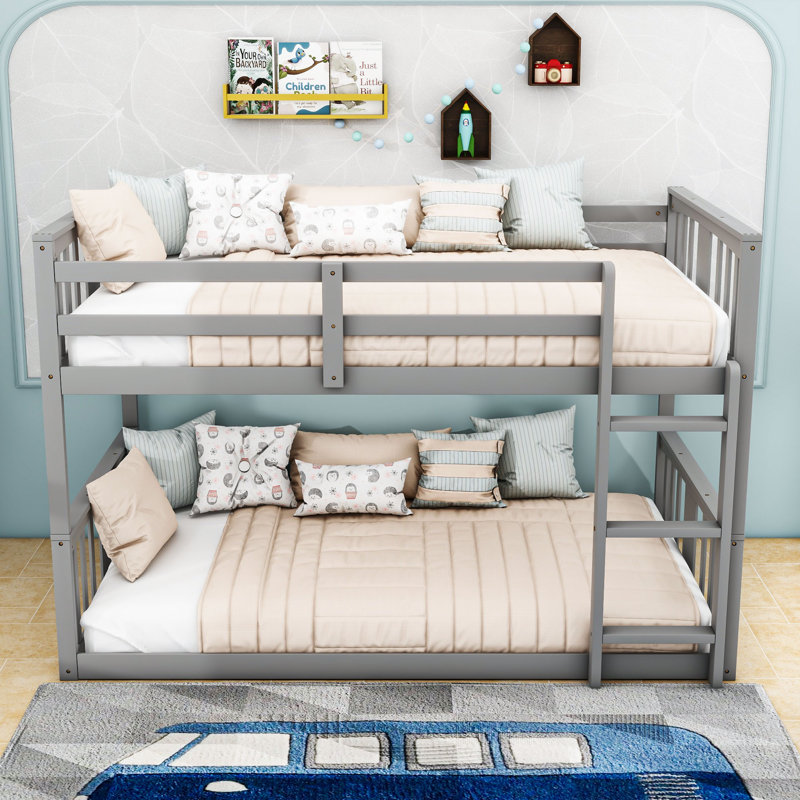 Decarlos Kids Twin Over Twin Bunk Bed, Gray