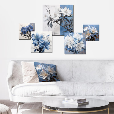 Bouquet de rhododendrons en pleine floraison - ensemble d'art mural rhododendron de 6