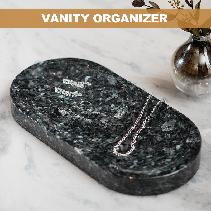 Guein Oval Natural Marble Tray,Blue Pearl