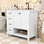 Meuble-lavabo à tiroir avec lavabo en céramique, tablette ouverte et armoire de rangement-598207843