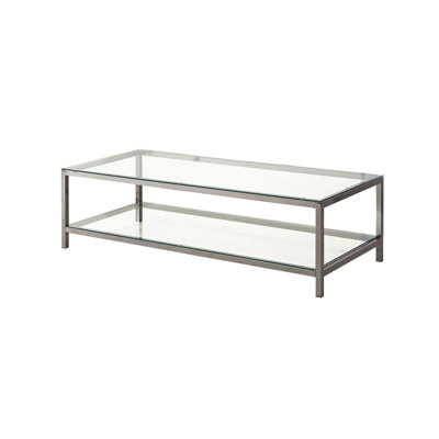 Trini Black Nickel Coffee Table with Glass Shelf