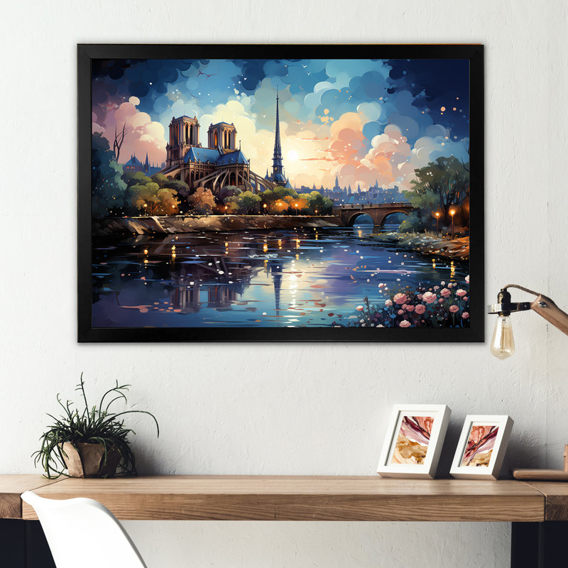 Paris Paris la nuit I, Cadre simple noir, H 24 po x l 32 po x P 1 po