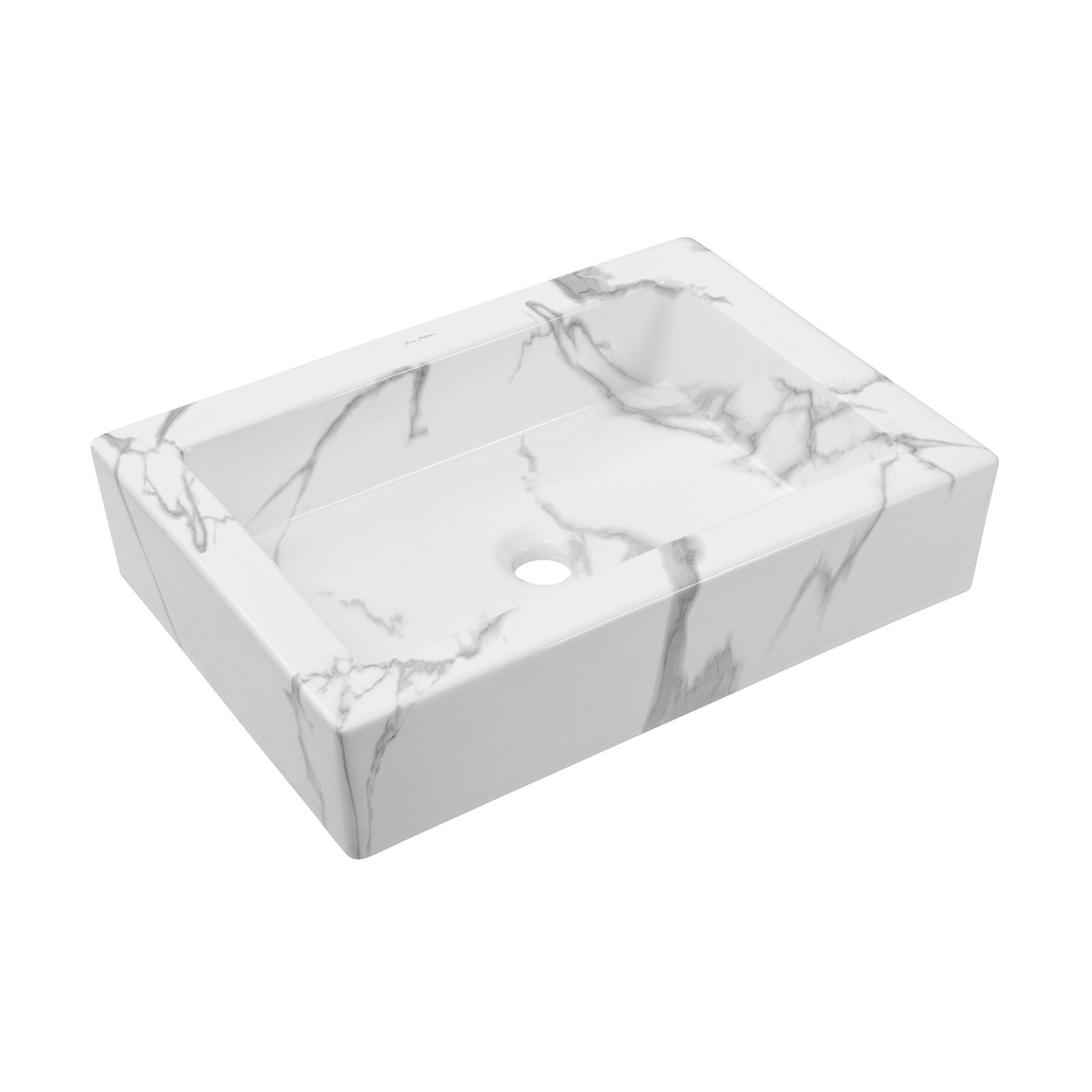 Voltaire 22" Ceramic Vessel Bathroom Sink, White Marble