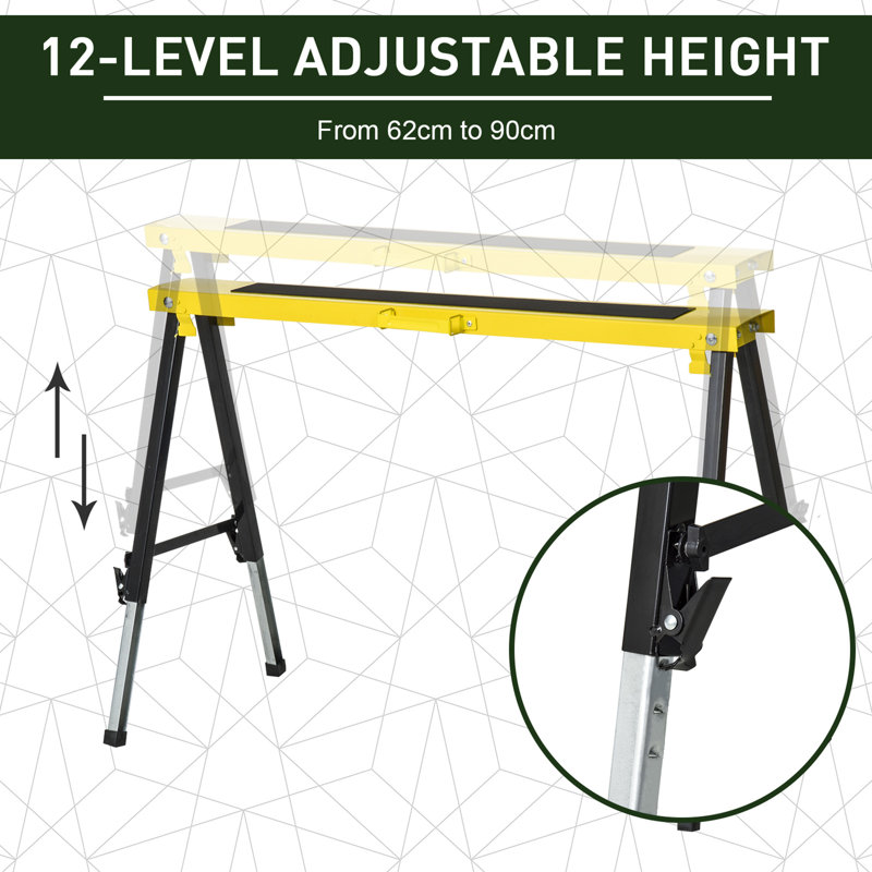 Hud 100cm W Steel Top Height-Adjustable Workbench