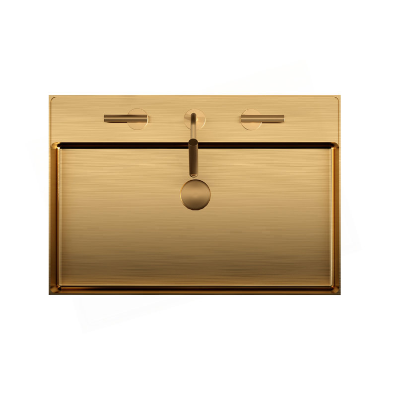 Lavabo de salle de bain intégré en acier inoxydable 304 brossé avec 3 trous pour robinet 20 po x 14 po BB13-20Y-405