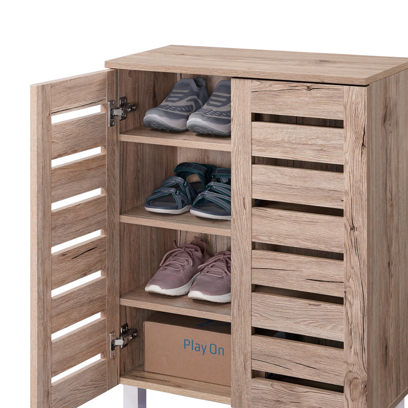Euston 10 Pair Shoe Storage Cabinet, Oak Wood