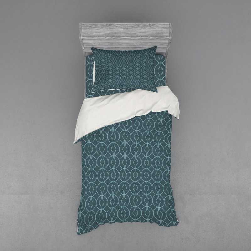 Ensemble de housse de couette moderne et contemporaine en microfibre bleue, Housse de couette simple TG + 2 articles suppléme