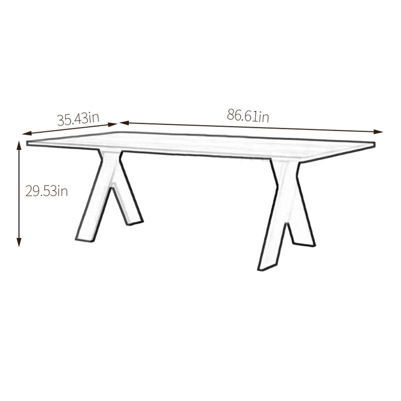 Menides Ash Solid Wood Dining Table, Burly Wood, 35.43" W x 86.61" L