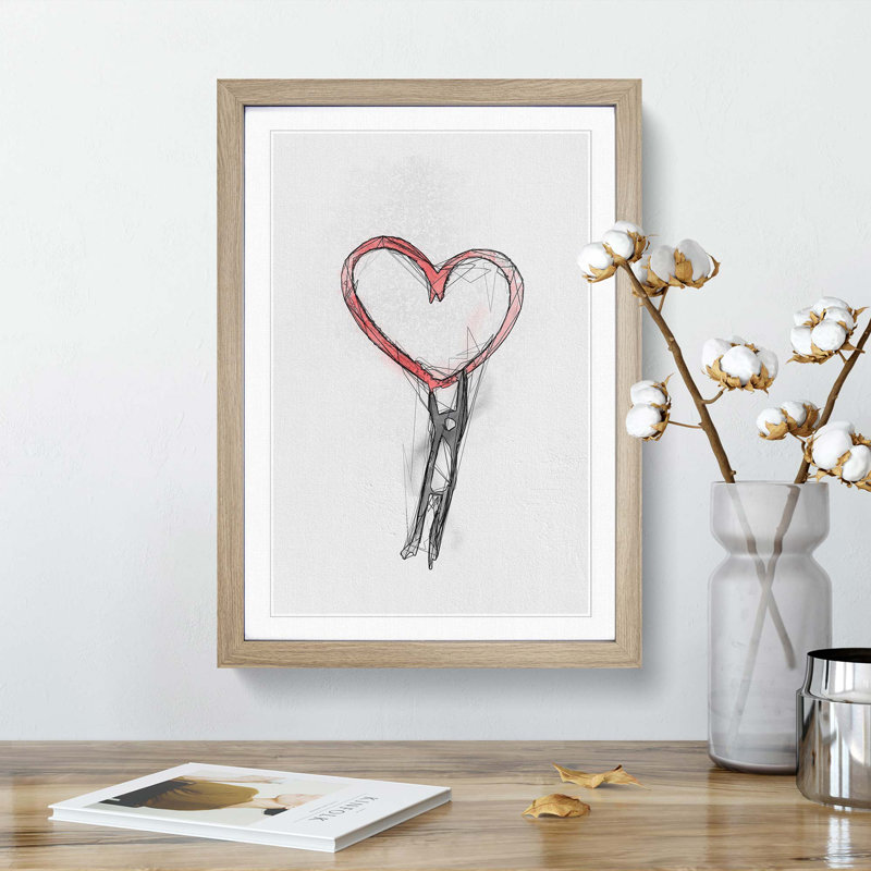 Holding on to Love in Abstract - Picture Frame Graphic Art Print, Oak Framed, 65cm H x 48cm W x 2cm D