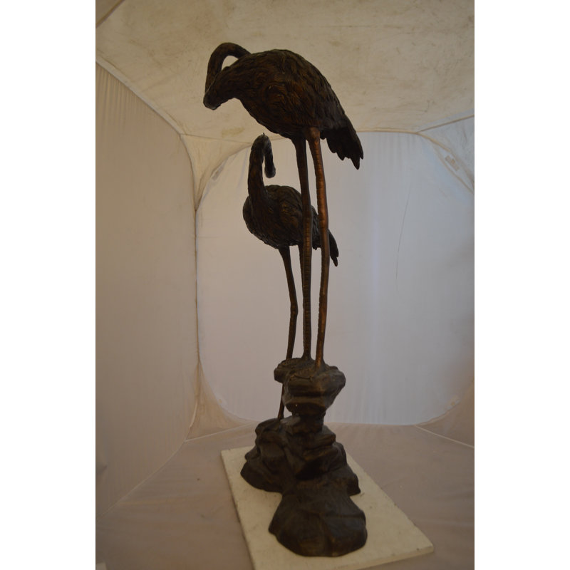 Bronze Pair of Flamingos Fountain
